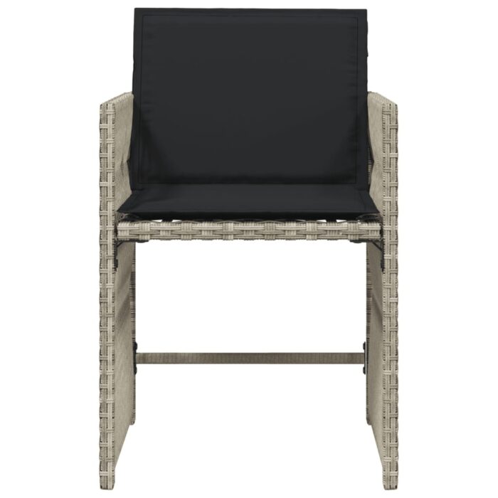 Chaises de jardin avec coussins lot de 4 gris clair poly rotin – Image 3