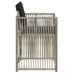 Chaises de jardin avec coussins lot de 4 gris clair poly rotin – Image 4