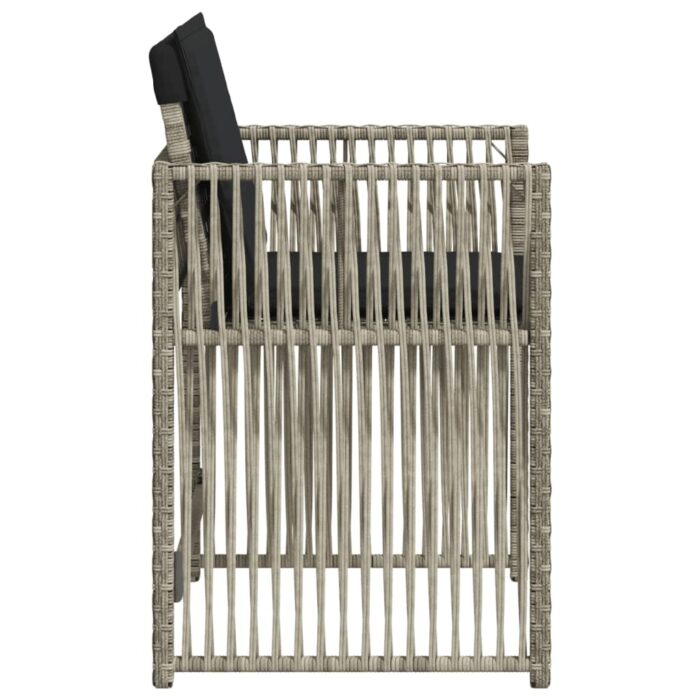 Chaises de jardin avec coussins lot de 4 gris clair poly rotin – Image 4