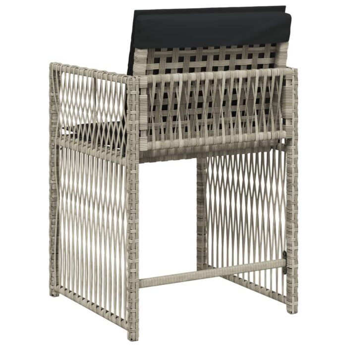 Chaises de jardin avec coussins lot de 4 gris clair poly rotin – Image 5