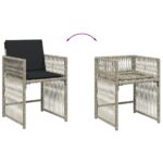 Chaises de jardin avec coussins lot de 4 gris clair poly rotin – Image 6