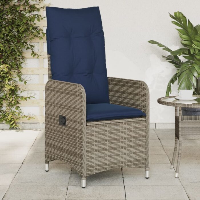 365689_1.jpg Lot de 2 chaises de jardin inclinables avec coussins en résine tressée grise – Image 1