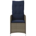 Lot de 2 chaises de jardin inclinables avec coussins en résine tressée grise – Image 2