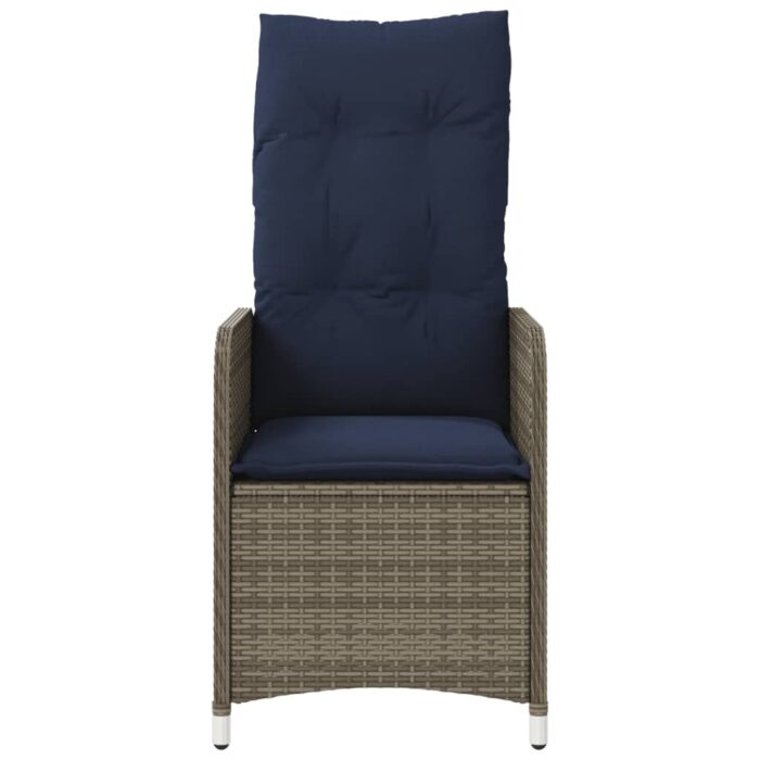 Lot de 2 chaises de jardin inclinables avec coussins en résine tressée grise – Image 2