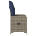 Lot de 2 chaises de jardin inclinables avec coussins en résine tressée grise – Image 3