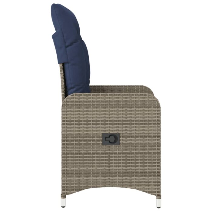 Lot de 2 chaises de jardin inclinables avec coussins en résine tressée grise – Image 3