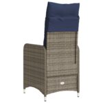 Lot de 2 chaises de jardin inclinables avec coussins en résine tressée grise – Image 4