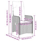 Lot de 2 chaises de jardin inclinables avec coussins en résine tressée grise – Image 7
