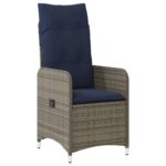 Lot de 2 chaises de jardin inclinables avec Table en résine tressée grise – Image 2