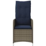 Lot de 2 chaises de jardin inclinables avec Table en résine tressée grise – Image 3