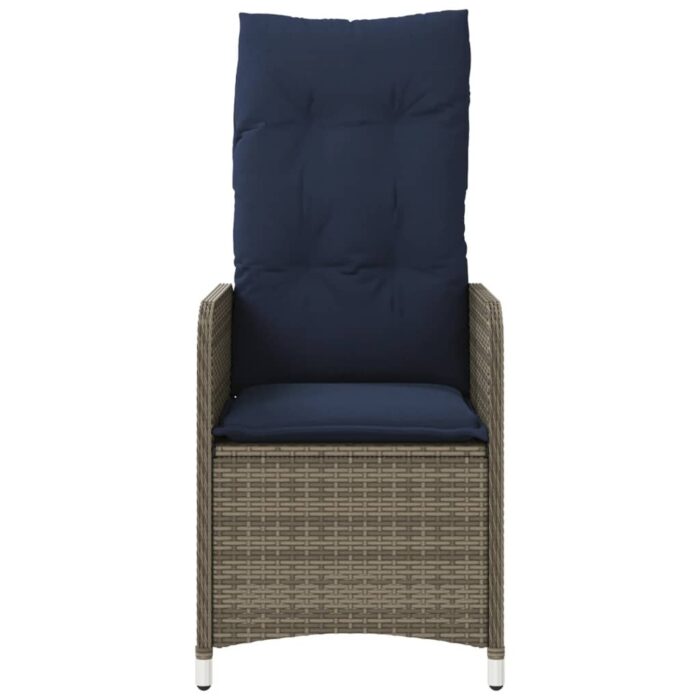 Lot de 2 chaises de jardin inclinables avec Table en résine tressée grise – Image 3