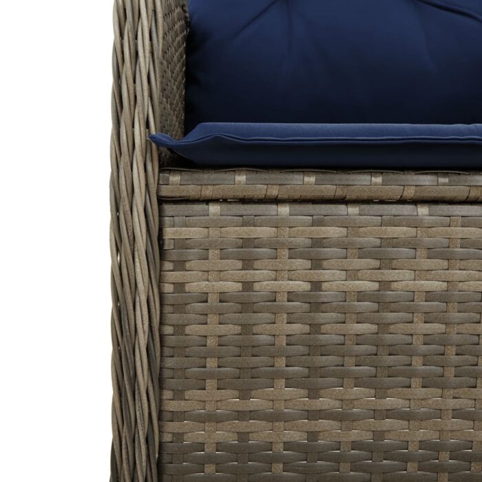 Lot de 2 chaises de jardin inclinables avec Table en résine tressée grise – Image 7