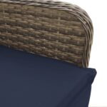 Chaise de jardin inclinable avec coussins en résine tressée grise – Image 6