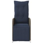 Lot de 2 chaises de jardin inclinables avec coussins en résine tressée grise – Image 2