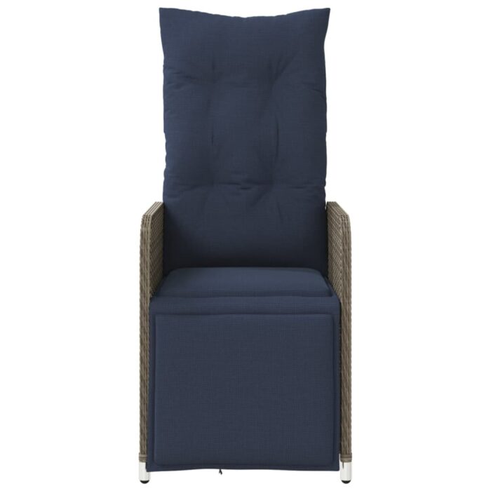 Lot de 2 chaises de jardin inclinables avec coussins en résine tressée grise – Image 2