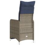 Lot de 2 chaises de jardin inclinables avec coussins en résine tressée grise – Image 4
