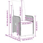 Lot de 2 chaises de jardin inclinables avec coussins en résine tressée grise – Image 7