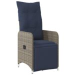 Lot de 2 chaises de jardin inclinables avec Table en résine tressée grise – Image 2