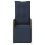 Lot de 2 chaises de jardin inclinables avec Table en résine tressée grise – Image 3