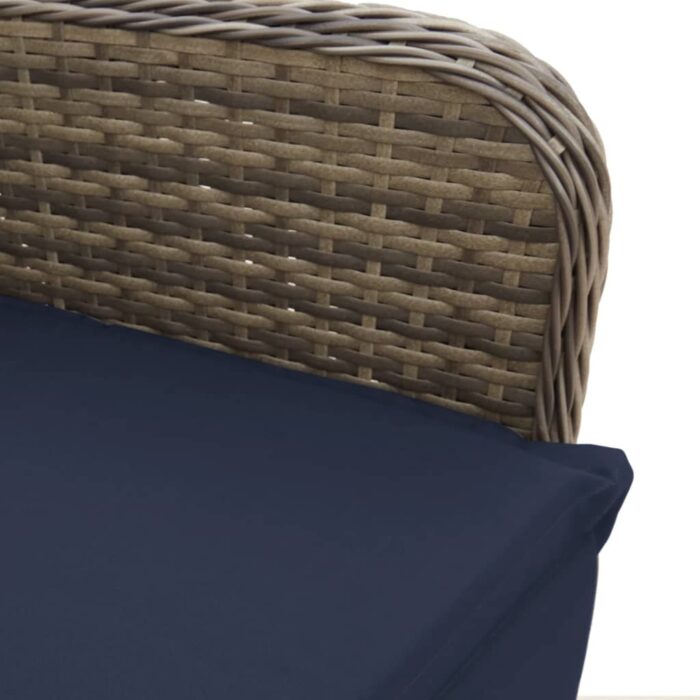 Lot de 2 chaises de jardin inclinables avec Table en résine tressée grise – Image 7