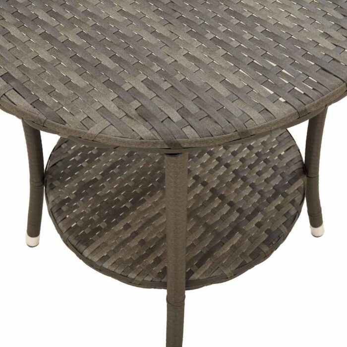 Lot de 2 chaises de jardin inclinables avec Table en résine tressée grise – Image 8