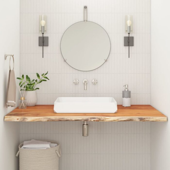 Comptoir de salle de bain 110x60x3,8 cm rectangulaire acacia – Image 1