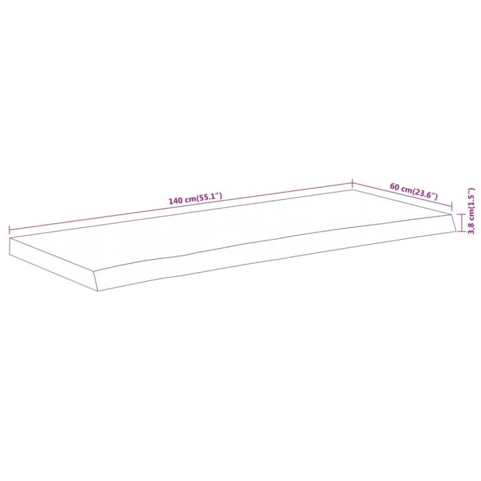 Comptoir de salle de bain 140x60x3,8 cm rectangulaire acacia – Image 6