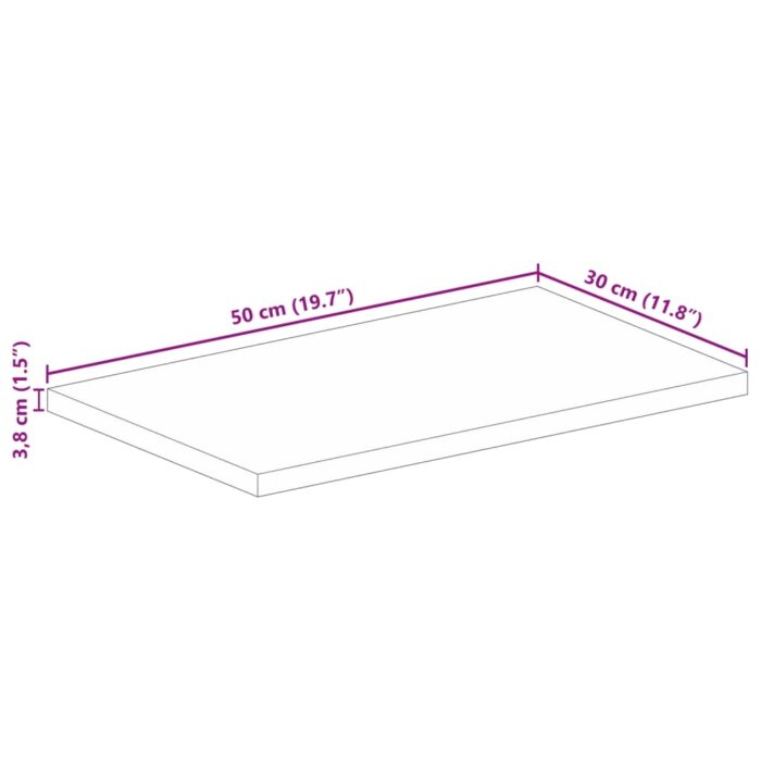 Dessus de table 50x30x3,8 cm rectangulaire bois massif d'acacia – Image 8