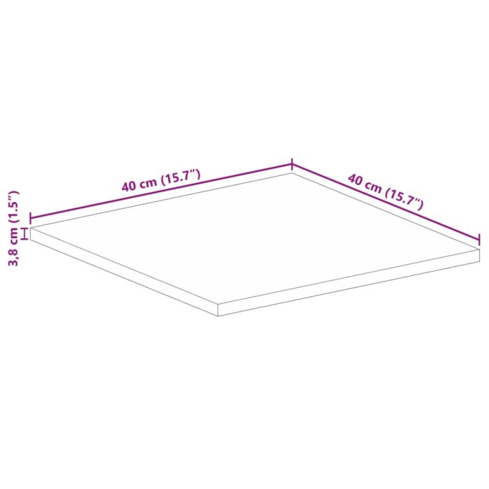 371509_8.jpg Dessus de table 40x40x3,8 cm carré bois massif manguier – Image 8