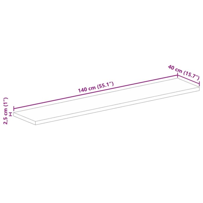 Dessus de table 140x40x2,5cm rectangulaire bois massif manguier – Image 8