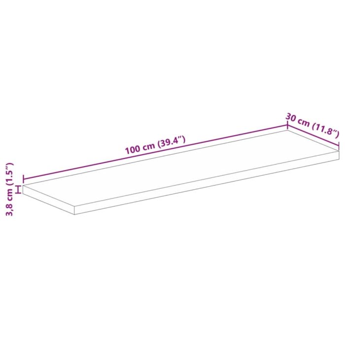 Dessus de table 100x30x3,8cm rectangulaire bois massif manguier – Image 8