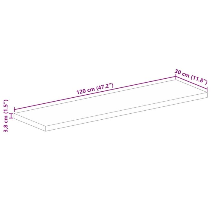 Dessus de table 120x30x3,8cm rectangulaire bois massif manguier – Image 8