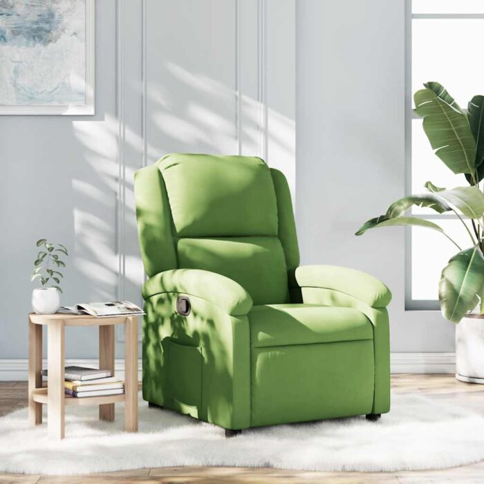 Fauteuil inclinable vert clair velours – Image 1