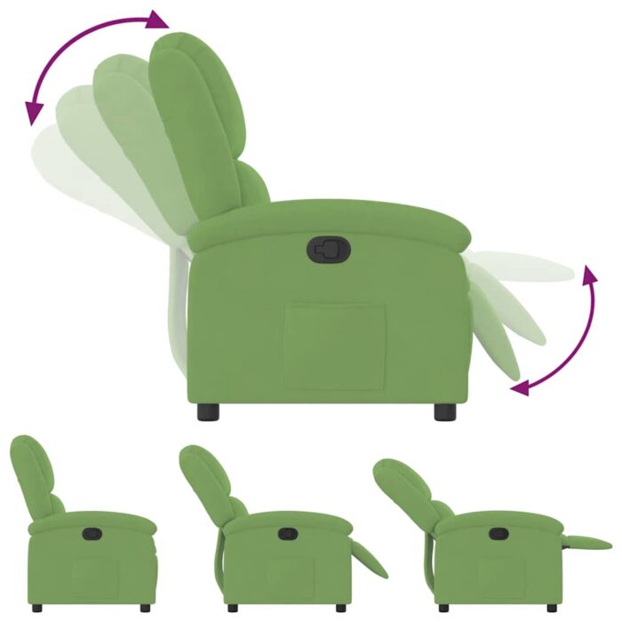 Fauteuil inclinable vert clair velours – Image 4