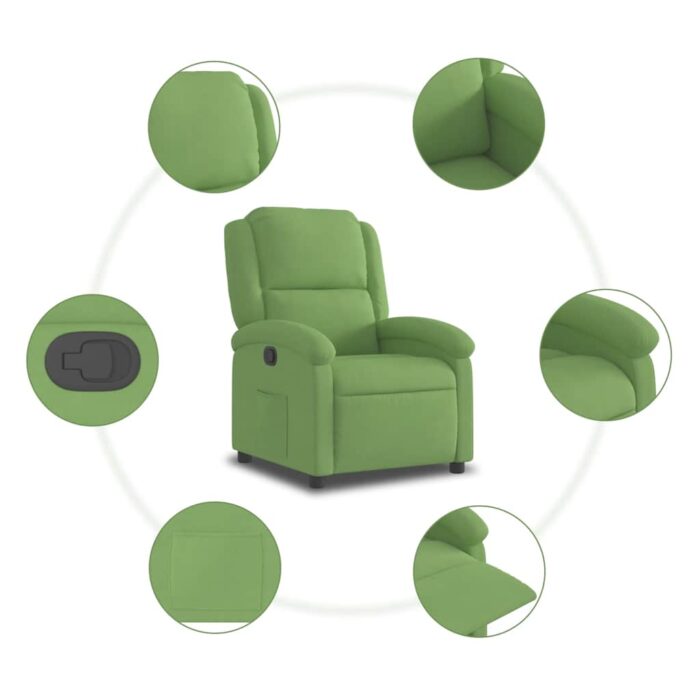 Fauteuil inclinable vert clair velours – Image 5