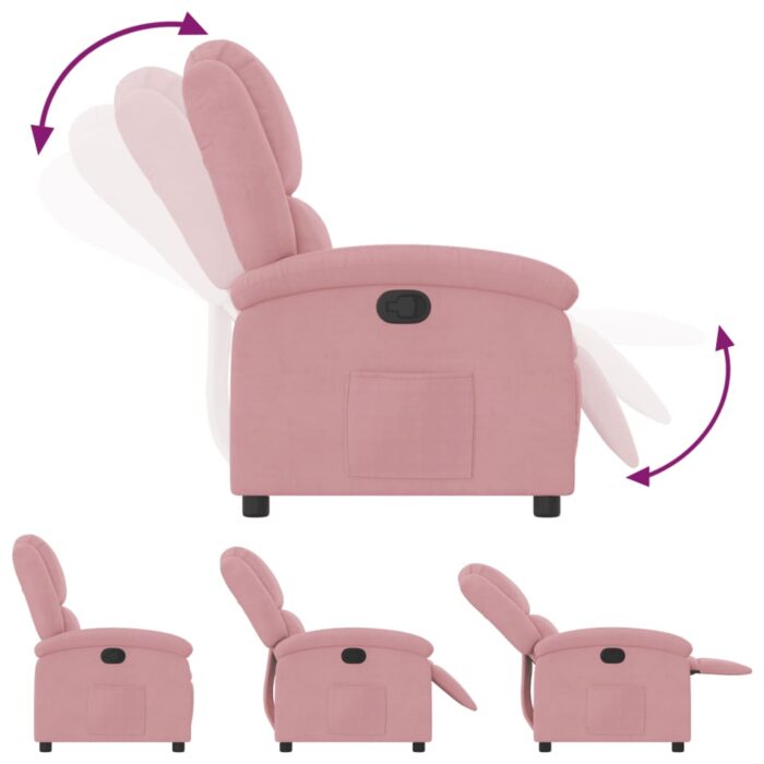 Fauteuil inclinable Rose Velours – Image 4
