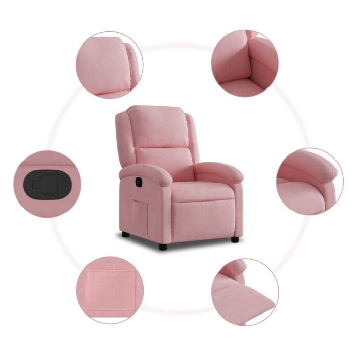 Fauteuil inclinable Rose Velours – Image 5
