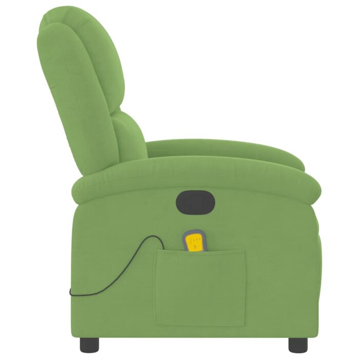 Fauteuil de massage inclinable vert clair velours – Image 3