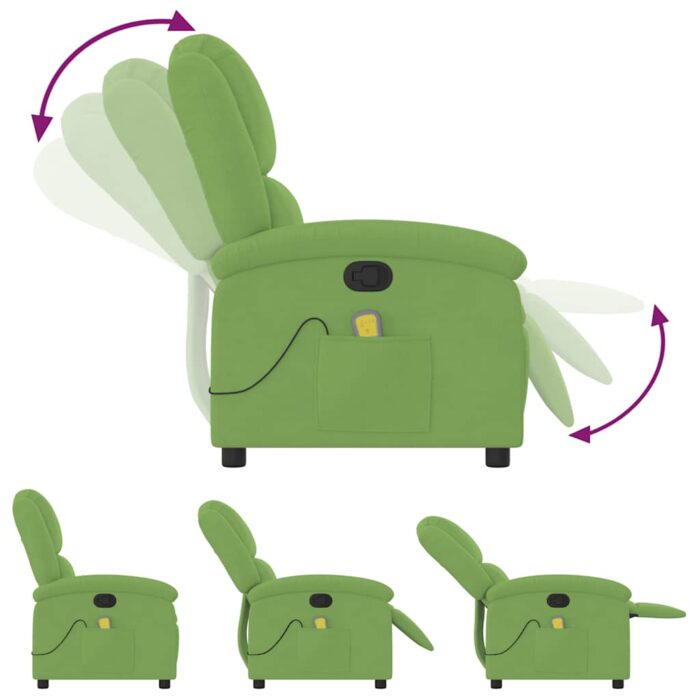 Fauteuil de massage inclinable vert clair velours – Image 5