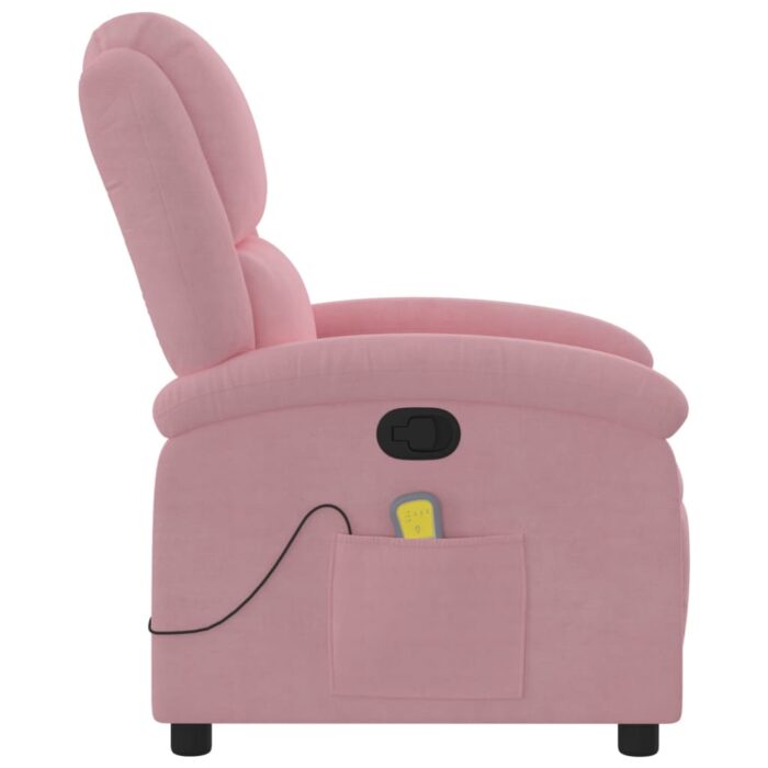 Fauteuil de massage inclinable rose velours – Image 3