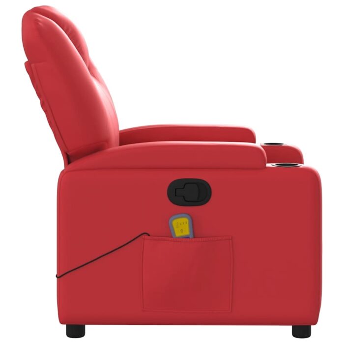 Fauteuil de massage inclinable rouge similicuir – Image 3