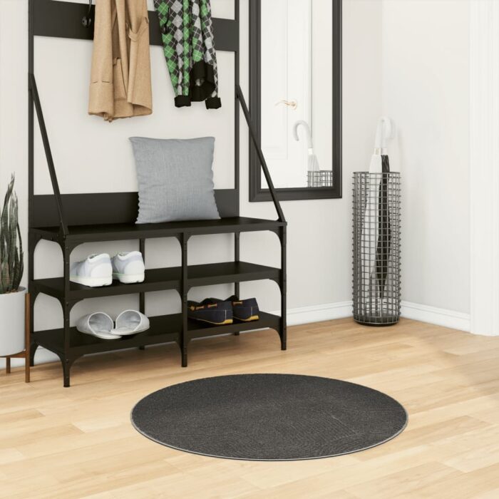 Tapis IZA poils courts style scandinave anthracite Ø 80 cm – Image 1