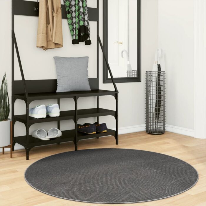 Tapis IZA poils courts style scandinave anthracite Ø 120 cm – Image 1