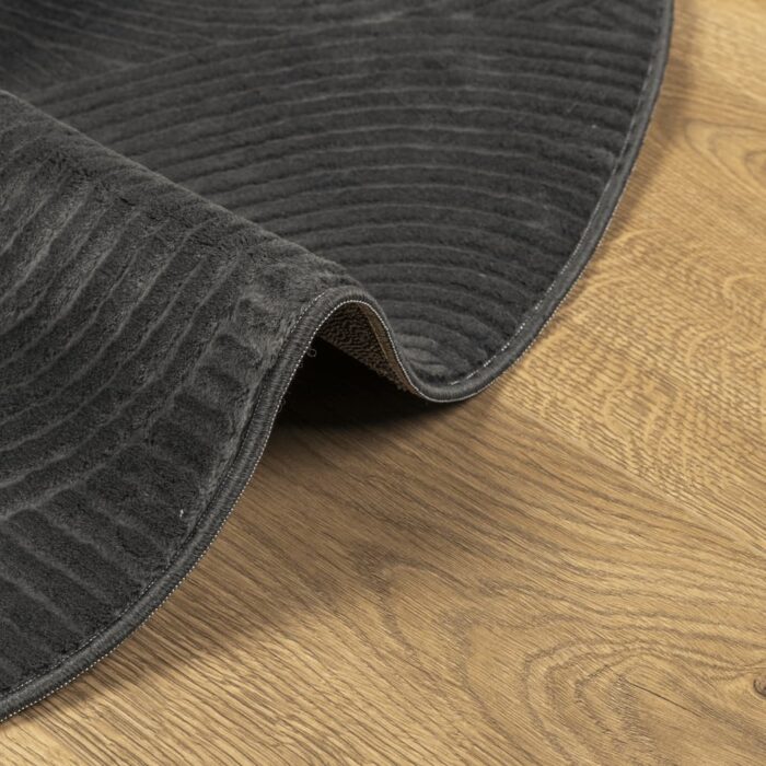 Tapis IZA poils courts style scandinave anthracite Ø 120 cm – Image 4