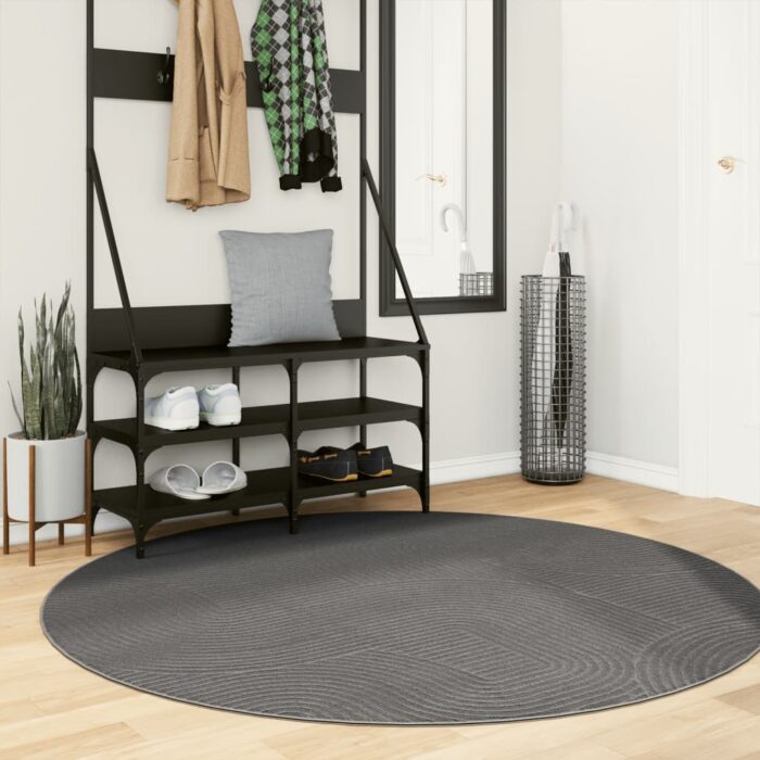 Tapis IZA poils courts style scandinave anthracite Ø 160 cm – Image 1