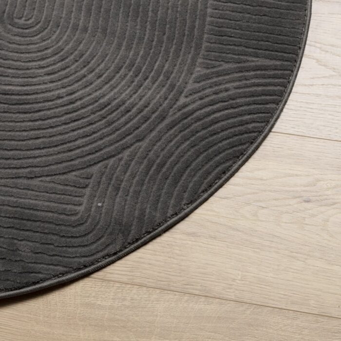 Tapis IZA poils courts style scandinave anthracite Ø 160 cm – Image 2