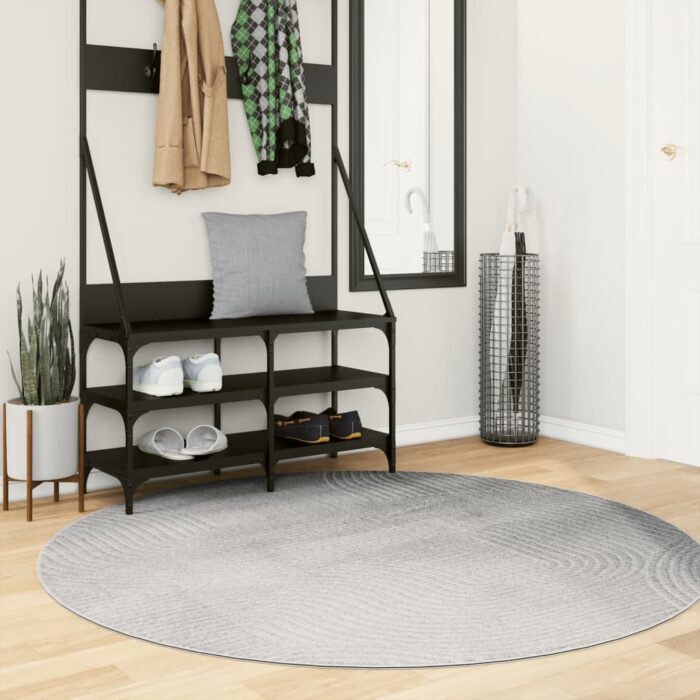 Tapis IZA poils courts style scandinave gris Ø 160 cm – Image 1