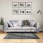 Tapis OVIEDO à poils courts anthracite 120x120 cm