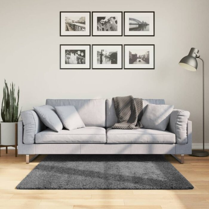 Tapis OVIEDO à poils courts anthracite 120x120 cm – Image 1