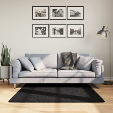 Tapis OVIEDO à poils courts noir 120x120 cm
